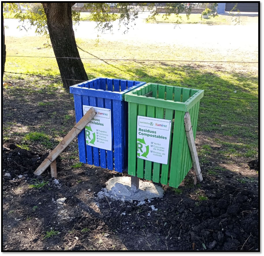 Basureros en la vía aeróbica