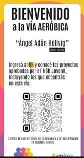 Cartel acceso a la vía aeróbica